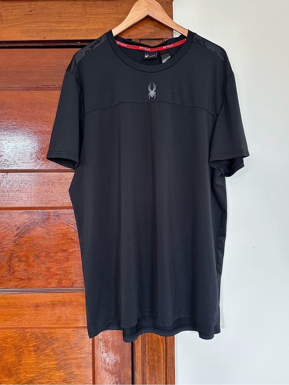 Spyder Active Pro Black Shirt XXL Web Stretch Short Sleeve Workout Running Gym